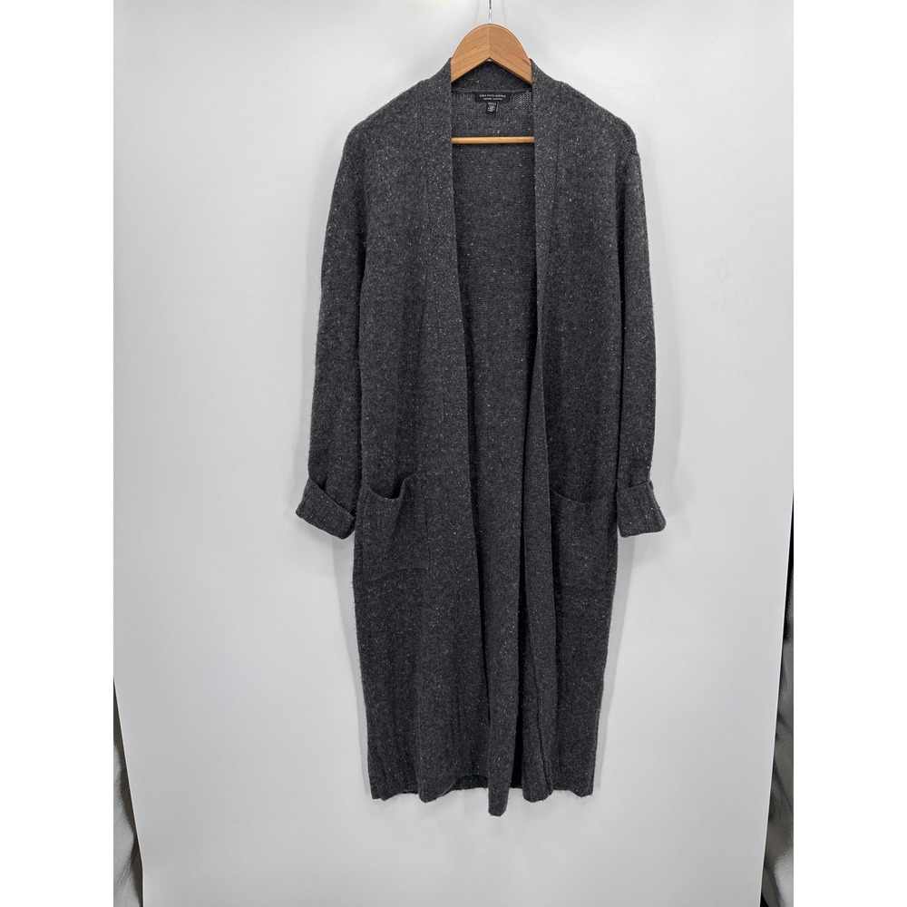 Saks Fifth Avenue Womens 100% Cashmere Long Open Duster Cardigan Gray Large